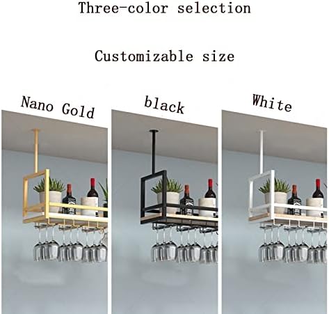 Ceiling Shelf - Wrought Iron Wine Glass Holder, Ceiling-Mounted Wine Rack, Solid Wood Storage, Wall-Mounted Plant Display, Kitchen Floating Shelves, Black, 140x30 cm