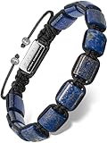 RTZN® Lapis Lazuli Bracelets for Men – Premium Artisan Handcrafted Authentic Blue Lapis Lazuli Men Beaded Bracelet – Adjustable Spiritual Bracelets for Men (Havana)
