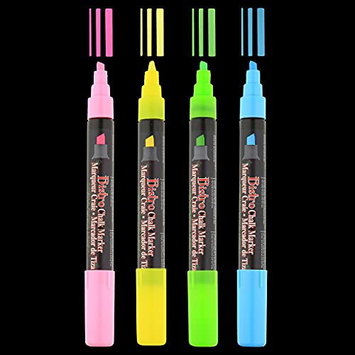 Uchida 483-4H Chisel Tip Bistro Chalk Marker Set, Fluorescent Colors #TOP2