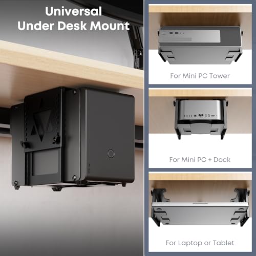 Image of PUTORSEN Under Desk Mini PC Mount NAS Mount Bracket Holder, Height and Width Adjustable CPU Holder for Mac mini Desktop Computer, Mini PC, Small Form Factor Desktop Tower