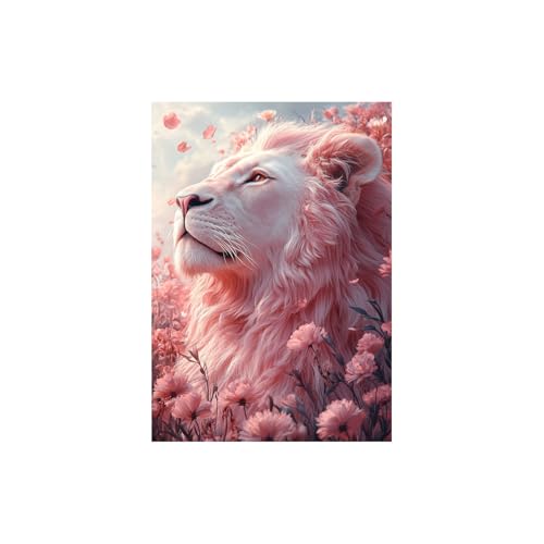 TODOAA Tiere Wandbilder Schlafzimmer Home Deko Natürliches Pink-Löwen-Wandbild Wohnung Bild - Wohnzimmer Fotoleinwand Wand Bilder - Leinwand Wall Decor Street art(Rosa)-80x120cm Ungerahmt