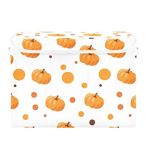 Panier de rangement pliable à couvercle citrouille d'automne pour organiser la maison