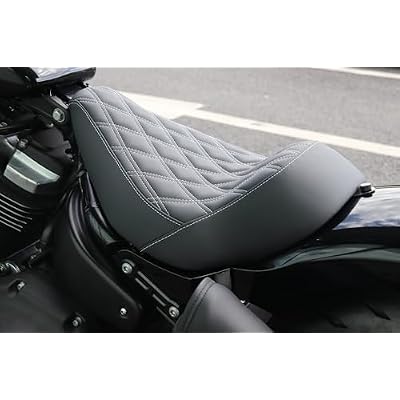 Motorcycle Solo Seat Compatible with '18-later Street Bob Fatbob Low Rider with Short Rear Fender 180/200mm Tire Low-Profile Leather Driver Cushion(Solo Seat)