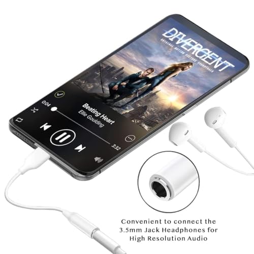 Image of Samsung Type C to 3.5mm Headphone Jack, Upgrade 32bit Hi-Fi Sound Compatible with Samsung Galaxy S24 /S23 /S22 /S21 /S20 (Ultra /Plus /Fe), Note 20 /20+ /10,Flip /S /A /F /M Series (White)