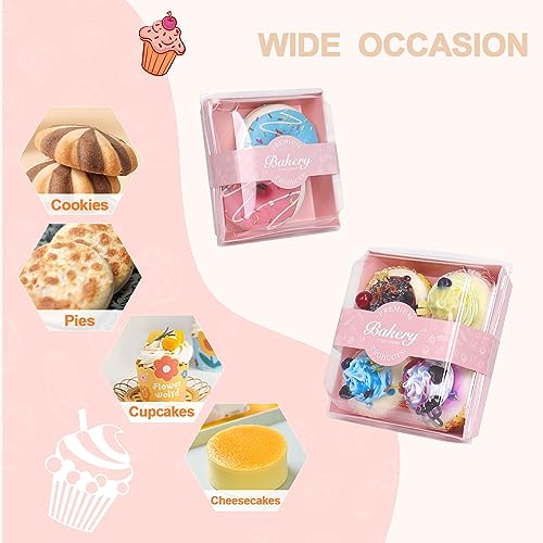 DeziWood 50 Pack Charcuterie Boxes with Clear Secure Lids and 50 PCS Stickers, 5.3x4.9x2.5 Inches Pink Square Disposable Food Containers Sandwich Boxes for Cookies, Cake Slice, Pastry, Dessert by DeziWood - Image 4