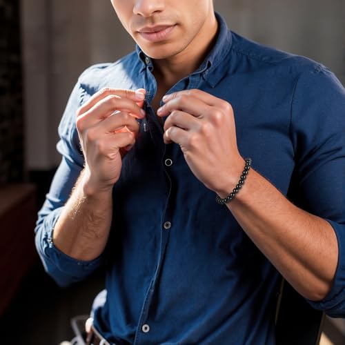 Tigers Eye Bracelet for Men, Natural Crystal Chakra Bracelet for Positive Energy Ease Anxiety, Spiritual Crystal Jewelry 8mm Round Bead Protection Stones Jewelry Gifts for Women Men2