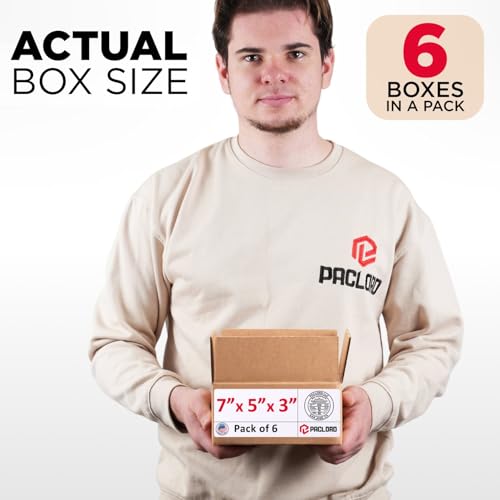 Image of Small Cardboard Boxes 7 inchL x 5 inchW x 3 inchH (Pack of 6) - USA-Made Packing Boxes for Moving, Shipping, or Storage - USPS, UPS, FedEx Approved - Professional Packing Supplies for Moving