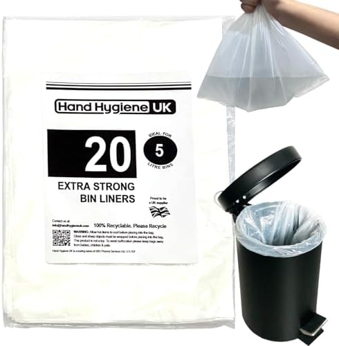 5L Pedal Bin Liners Extra Strong Dustbin Waste Bags Small 5 Liter Trash ...