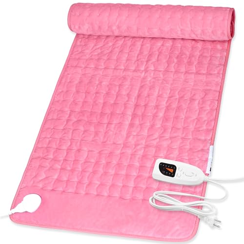 Image of Deepsoon Heating Pad,Electric Heating Pads for Back,Neck,Moist Heating Pad for Abdomen Shoulder Knee Legs,Dry /Moist Heat&Auto Shut Off,Mother's Day Birthday for Men and Women,BabyPink,40x20 Inch