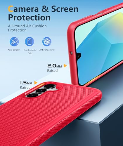 Image of FNTCASE for Galaxy A17 /A16 5G Phone Case - Samsung A17 Military Grade Drop Protection, 14ft Drop Tested, Screen Protector Included, Anti-Slip Matte Textured, TPU+PC Dual Layer Shockproof Cover (Red)