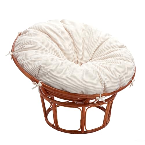 Yueyocici Corduroy Papasan Chair Cushion Cover 50 Inch x 50 Inch Reinforced and Thickened Removable Chair Cushion Cover (No Cushion Without Chair) Both Adults Children (Beige)
