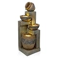 Alpine Corporation TVH244 39" Outdoor 4-Tier Cascading Pots Water Fountain with LED Lights – Freestanding Garden Water Feature for Patios, Yards, and Landscaping, Gray