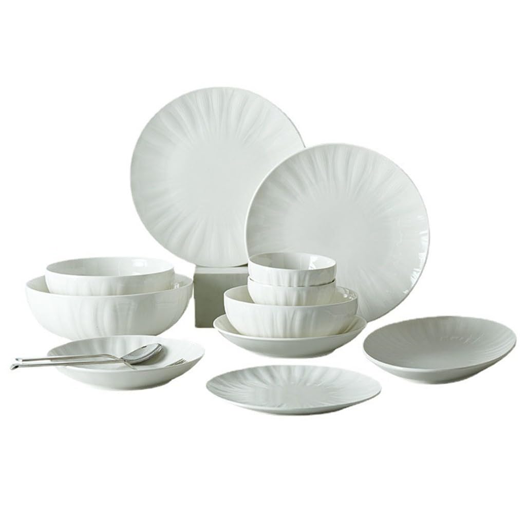 Vaisselle de table en porcelaine blanche comprenant un grand ensemble de bols et d'assiettes