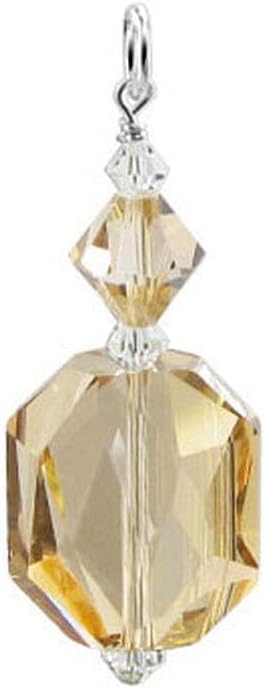Gem Avenue .925 Sterling Silver Pendant with Multifaceted Bicone Austrian Crystal