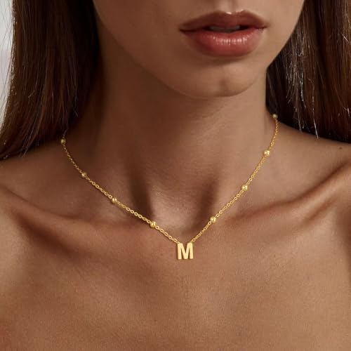 Initial Necklaces for Women Dainty Gold Letter Necklace Trendy A-Z Pendant Choker Necklace Cute Name Personalized Fashion Jewelry Gift for Women Teen Her4