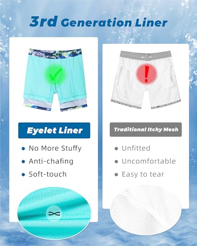 Image of SURF CUZ Mens Swim Trunks with Compression Liner Swim Shorts 7 inch Swimming Trunks Stretch 7 Inch Swim Suits Quick Dry
