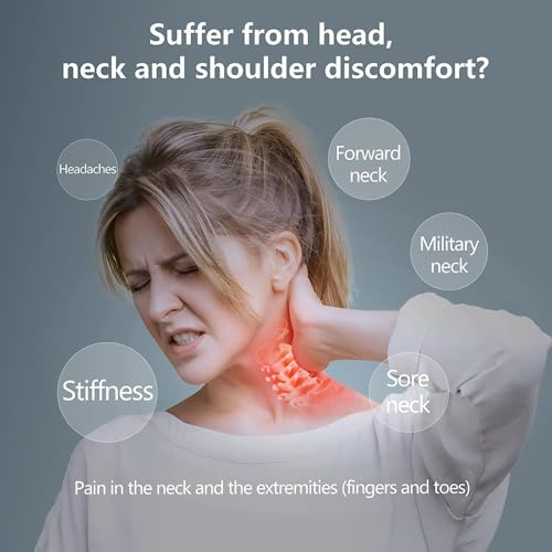 Image of Ergonomic Cervical Neck Support Pillow, Neck Stretcher for Pain Relief, Cervical Traction Pillow for Neck & Shoulder Relaxation, Foam Neck Support for Home, Blue