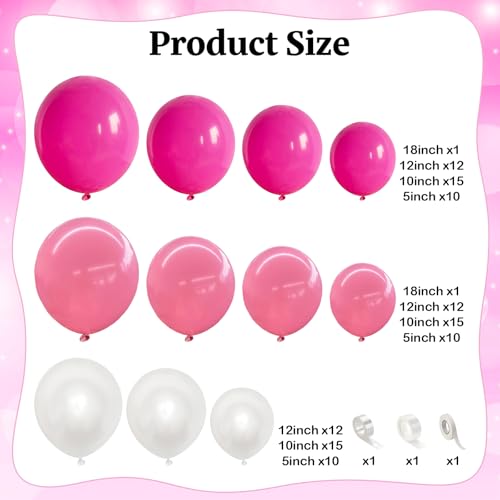 Pink Balloon Arch, Mother's Day Balloons Hot Pink Light Pearl White Latex Balloon for Girls Women Birthday Mother's Day Wedding Baby Shower Bridal Shower Bachelorette Engagement Party Decorations by Togvu - Used condition - Image 4