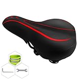 YOLEO Fahrradsattel Breit Bequemer Cityradsattel Wasserdicht Fahrradsitz Komfort Atmungsaktiv Mountainbikesattel (Rot)…