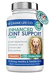 Senior Dog Joint Supplements High Strength With Added Turmeric Glucosamine & Green Lipped Mussel For Older Stiffer Dogs Age 8+ 120 Chewable Tablets Made In The UK From Canine Life Co.