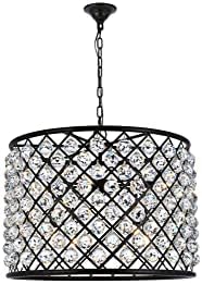 Elegant Lighting Madison Collection 1206D27MB/RC 8-Light Pendant Lamp with Royal Cut Crystals, Mocha Brown Finish
