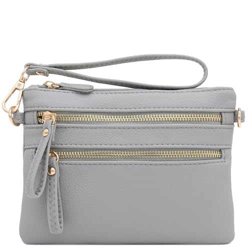 Image of FashionPuzzle Multi Zipper Pocket Small Wristlet Crossbody Bag