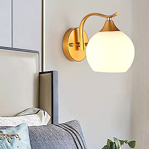 Lámpara de pared de metal dorado E27 interior con bola de vidrio 7