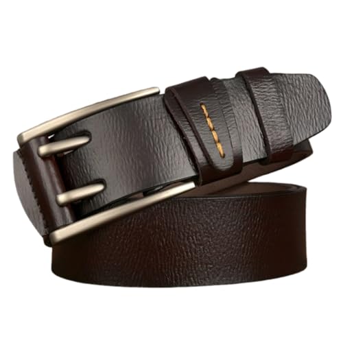 Men Women Double Prong Fully Adjustable Leather Grommet Holes Belt Casual Work Strap Heavy Duty Leather Roller Buckle
