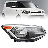 For 2014-2019 Kia Soul Headlight Assembly - Halogen Headlamp, Right Passenger Side, Black Housing, Clear Lens, w/o LED DRL, OEM 92102B2270(12V)