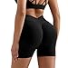 MOOSLOVER Women Hidden Scrunch Butt Workout Shorts Seamless V Cross Biker Booty Lifting Shorts Gym Yoga Pants(M, Black)