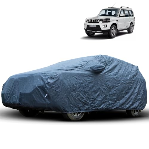 Image of Dust Resistant Car Body Cover for Compatible Mahindra Scorpio | All Weather Protection Car Cover | Triple Stitched Fully Elastic Ultra Surface Body Protection