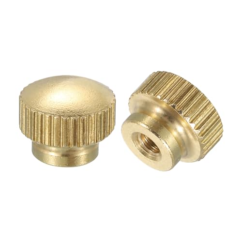 QUARKZMAN Dadi a Farfalla Scanalati, 2pz M3 x D10mm x H8mm Foro Cieco Ottone a Testa Alta con Colletto a Testa Alta Foro Cieco Elementi Fissaggio Pomelli Rotondi per Parti Stampanti 3D