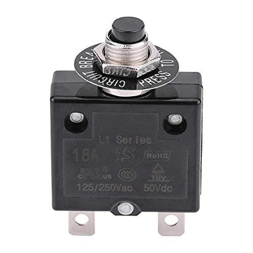 Qiilu 125-250V Ac 50V Dc Manual Reset Thermal Switch Circuit Breaker Over Current Overload Protector(18A) #TOP20