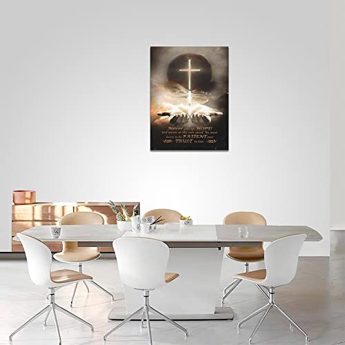 Christian Wall Art Hand Of God Quotes Wall Decor Cross Canvas Religious Jesus Painting Black Pictures Canvas Prints Motivational Framed Modern Artwork For Home Living Room Bedroom Bathroom 12"X16" #TOP3