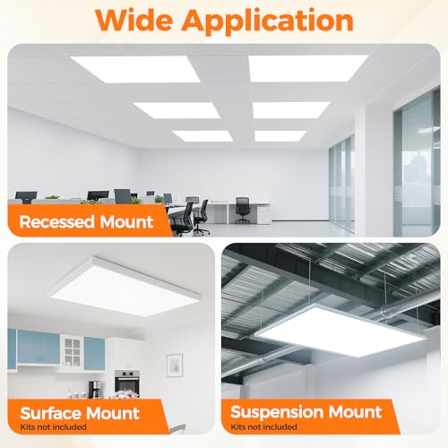 Image of 2x4 LED Flat Panel Light Drop Ceiling, 6000K-3000K Selectable