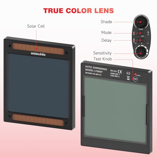 MIGBLOOM Welding Helmet Auto Darkening Ture Color Welding Hood with Large Viewing Screen 3.93x3.66 4 Arc Sensor Wide Shade 4/9/13 for Cut/Grind/Stick/Mig/Tig