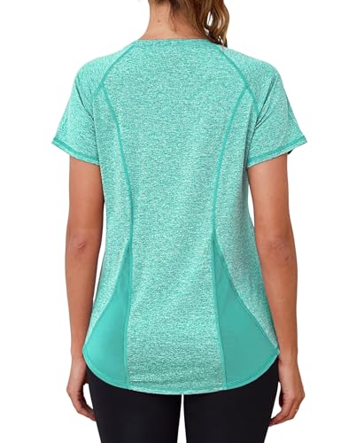 Terecey Camiseta Deportiva para Mujer de Manga Corta Camiseta Holgada de Secado Rápido con Malla Transpirable para Yoga Fitness Running y Entrenamiento Atlético