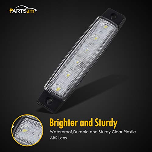Partsam 30Pcs 3.8" Slim 6 Led Side Marker Clearance Lights Indicator For Truck Trailer Rv Camper Motorcycle Tractor Pickup Bus Boats Lorry, Utility Strip Light 12V(10 Red+10 Amber+10 White) #TOP5