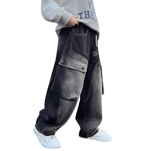Jean cargo baggy adolescent à taille élastique confort et coupe vintage