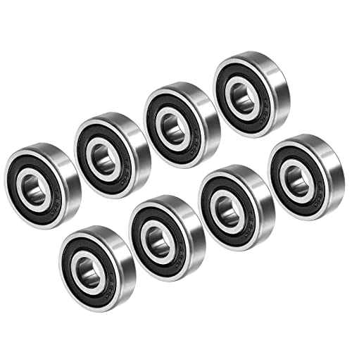 CoCud Deep Groove Ball Bearings, 6200-2RS Model 10mm ID 30mm OD 9mm Thick, Carbon Steel Double Sealed Bearings - (Applications: for Motor Skateboards Roller Wheels), 8-Pieces