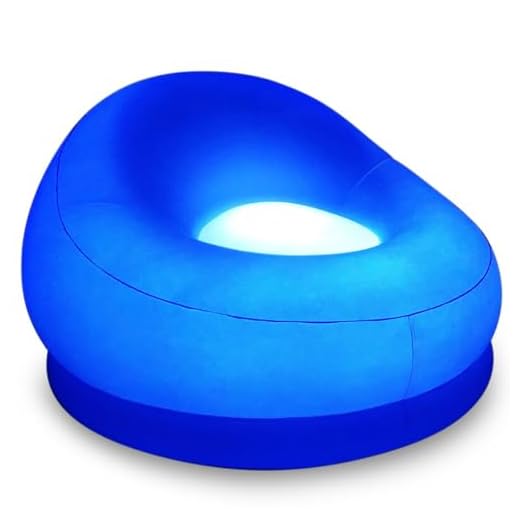 BloChair Illuminated LED 43" Wide Inflatable Chair with Multicolor Lights for Kids, Teens & Adults - Comfortable Indoor/Outdoor Furniture for Home, Dorm, Parties & Events