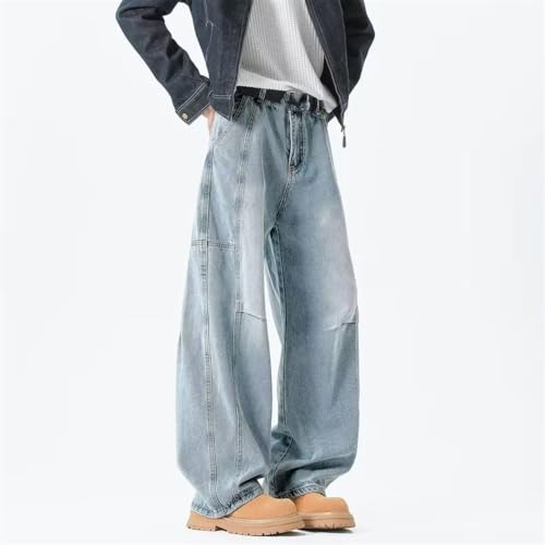 Men Oversized Baggy Jeans Cotton Black Wash Streetwear with Splicing Detail Non-Stretch Wide Leg Pants2