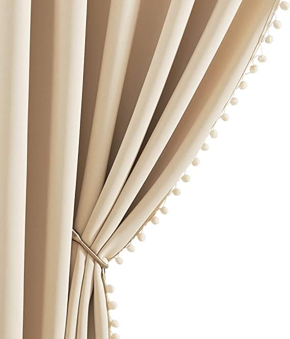 Amazon Brand - Umi Velvet Eyelet Door Curtains with pom pom Lace for Living Room Bedroom Kitchen 1 pc Pack in Beige Color (Windows - 4 feet x 5 feet) (B0C85DR4N8) Amazon Price History, Amazon Price Tracker