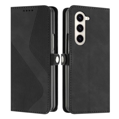 Coque en cuir de luxe Galaxy Z Fold 6 noir étui premium au design épuré