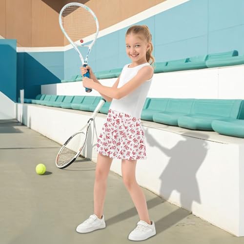 Girls Athletic Skirt 3-12 Years High Waist Tennis Skirts Christmas Ho Ho Ho for Kids Golf Running Dance Skort 7