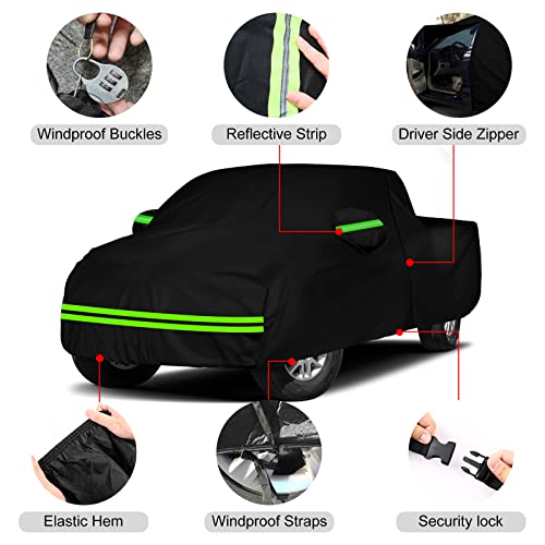 Image of Waterproof Truck Cover Replace for Nissan Frontier CrewCab 6ft Bed, 6 Layers All Weather Truck Cover with Zipper Door & Windproof Bands for Snow Rain Dust Hail Protection (6ft Bed)