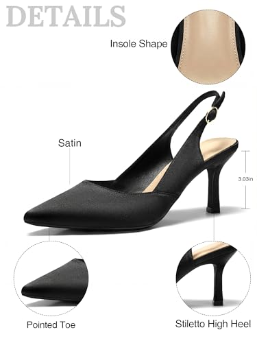 Image of Womens Slingback Kitten Heels Closed Pointed Toe Pumps Dress Shoes