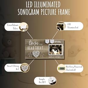LED Illuminated Baby Sonogram Picture Frame - Countdown Weeks Feature, 4"x3" Ultrasound Photo for Pregnancy Announcements, Gender Reveal, Baby-Shower, New Mom Gifts, Keepsake for Expecting Parents LED Illuminated Baby Sonogram Picture Frame Countdown Weeks Feature 4×3 Ultrasound Photo for Pregnancy Announcements Gender Reveal Baby Shower New Mom Gifts Keepsake for Expecting Parents