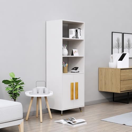 Image of Bniture Book Shelf Wooden | Engineered Wood Bookshelf for Home with 2 Door & 3 Shelf | Multipurpose Open Book Shelf Stand for Library, Study Room & Living Room | Frosty White