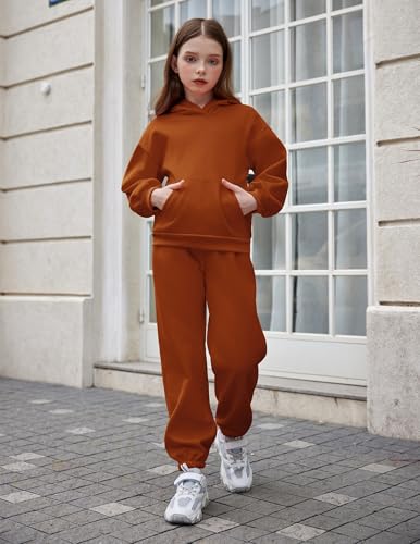 Image of Arshinet Girls 2 Piece Outfits Hoodie Sweatsuit Sets Oversized Sweatshirt and Baggy Fall Fashion Sweatpant with Pockets